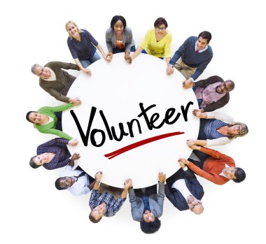 İnsanlar etrafında kelime gönüllü