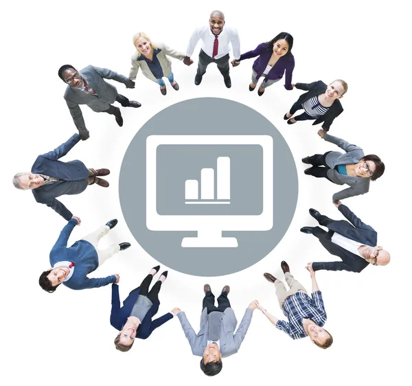 Business People with Bar Graph Symbol — Stock Photo, Image