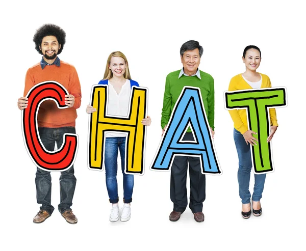 People Holding letters Chat — Stock Photo, Image