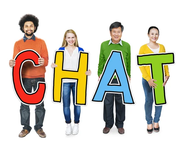 People Holding letters Chat — Stock Photo, Image