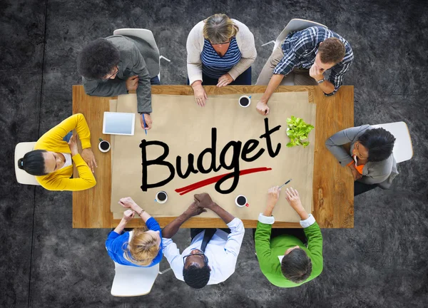 Menschen und Textbudget — Stockfoto