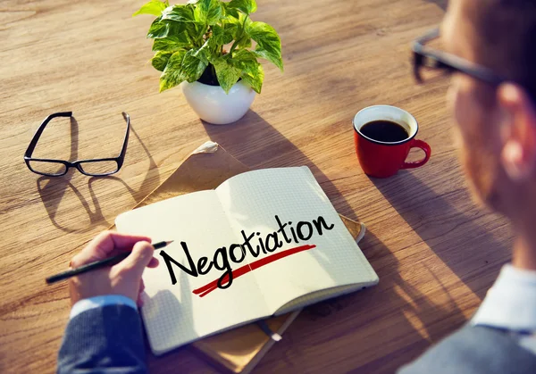 Man and Single Word Negotiation — Stock Photo, Image