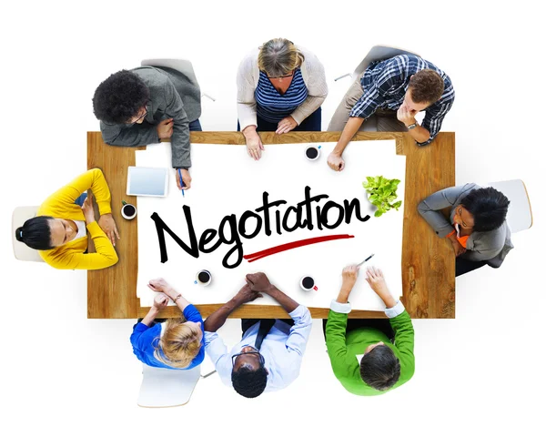 People Brainstorming about Negotiation — Stock Photo, Image