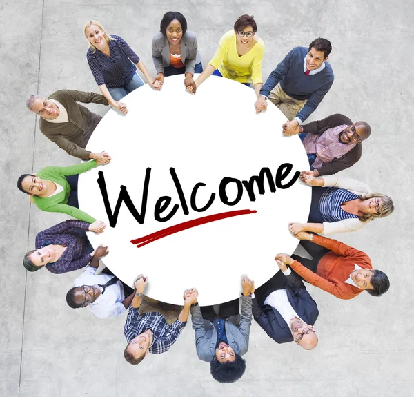 Diverse People around word Welcome — Stock Photo, Image