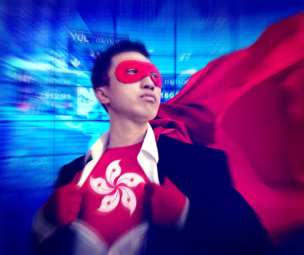 Hong Kong からのスーパー ヒーローの実業家 — ストック写真