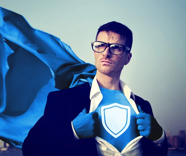 Superhero with Protection symbol on T-shirt — Stock Photo, Image