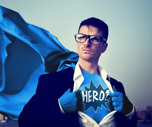 Superheld met woord held — Stockfoto