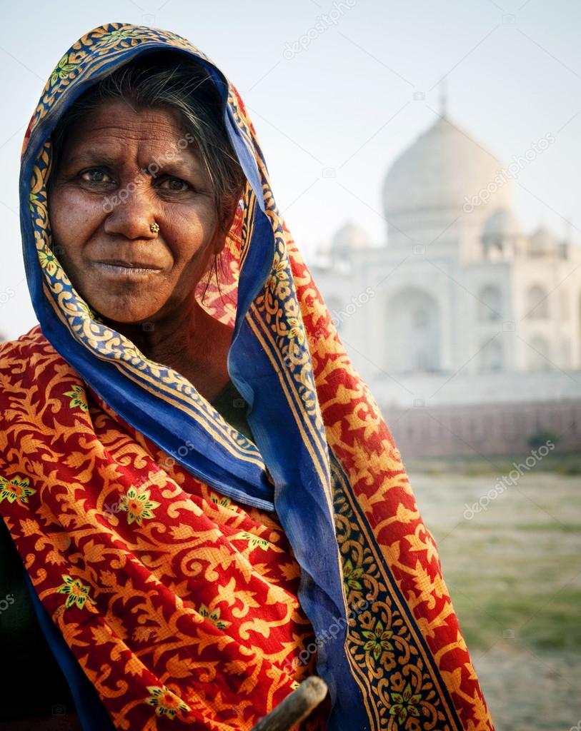 Indigenous Indian Woman near Taj Mahal