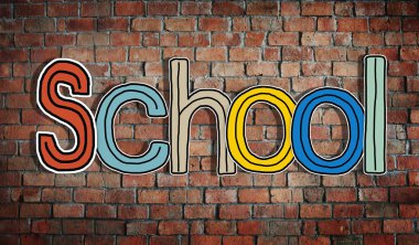 Word okul bir tuğla duvar