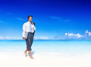 plaj rahatlatıcı işadamı.
