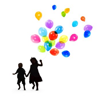 Silhouettes of Children clipart