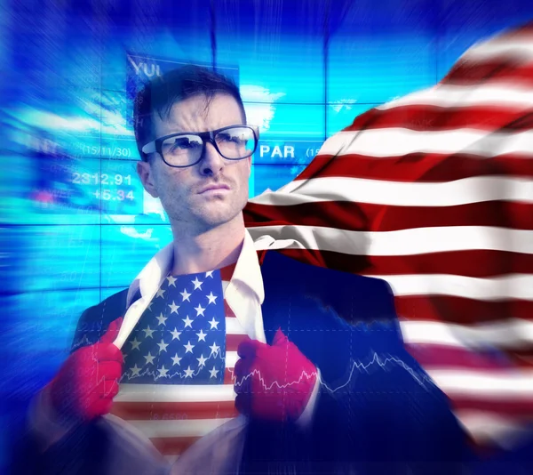 Businessman with flag of USA. — Stock Photo, Image
