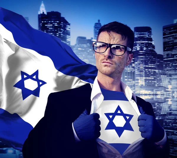 Zakenman met vlag van Israël — Stockfoto