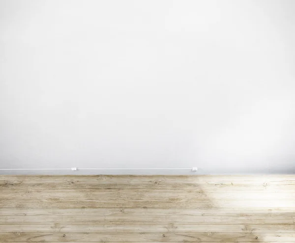 Біла стіна і дерев'яна підлога — стокове фото