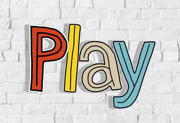 Play Word  on wall — Stock Photo, Image