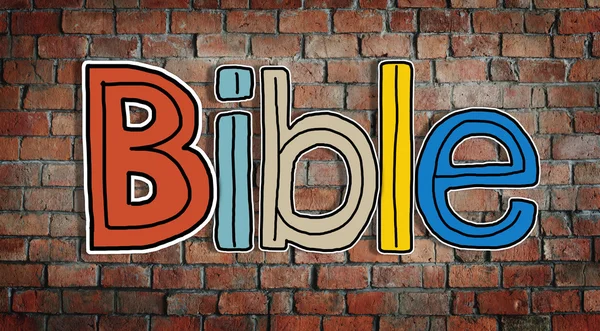 Słowo Biblia na mur z cegły — Zdjęcie stockowe