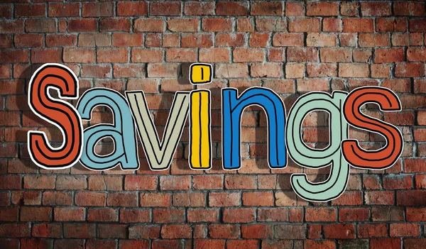 Slovo úspory na zeď — Stock fotografie