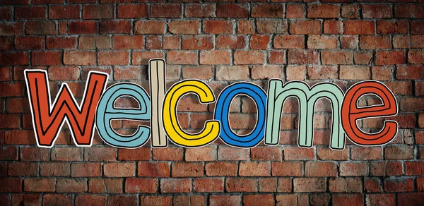 Welcome Word on Brick Wall — Stock Photo, Image