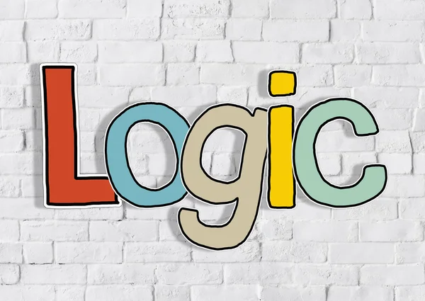 Word Logic a téglafal — Stock Fotó