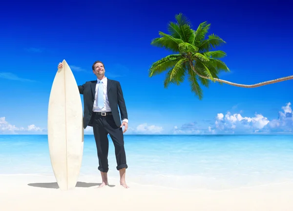 Businessman with Surfboard — Stock Photo, Image