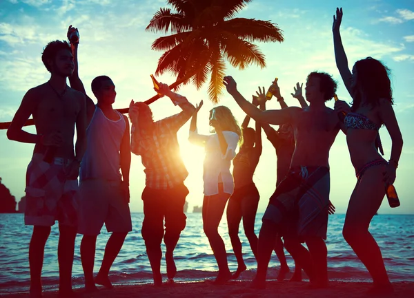 Multi-ethnic People Partying on beach — Stock Photo, Image