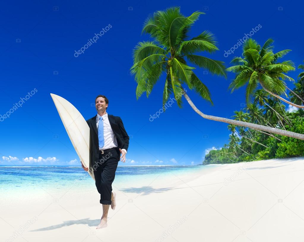 Businessman with Surfboard