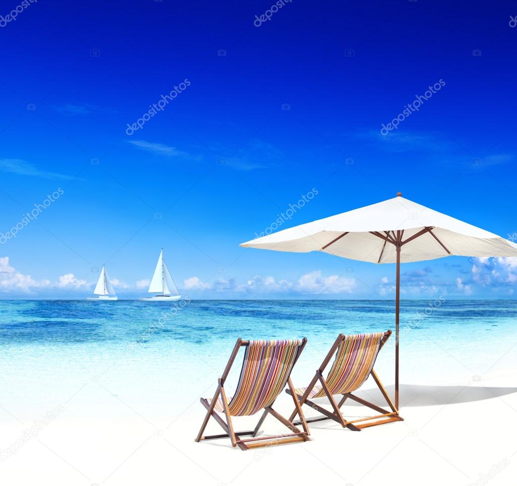 Deck Chairs on  Beach