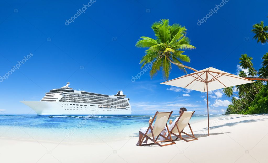 Couple sitting on beach