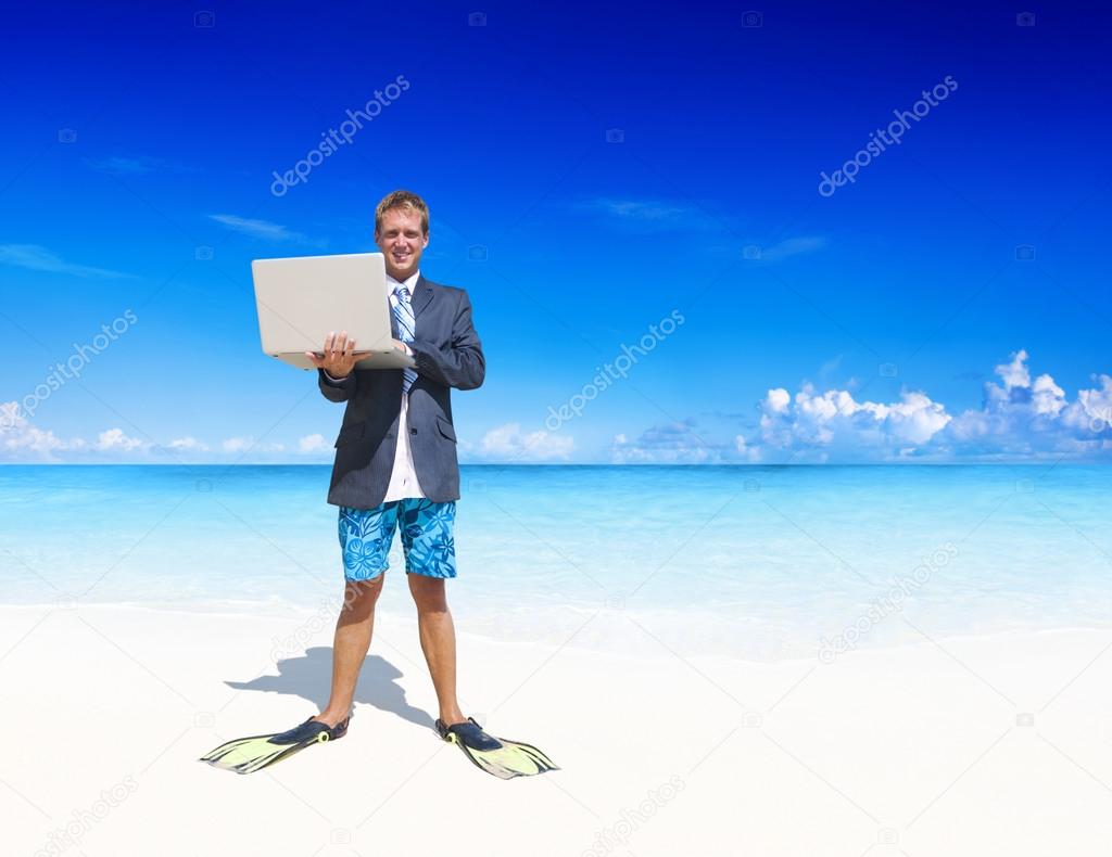 Businessman relaxing on vacation