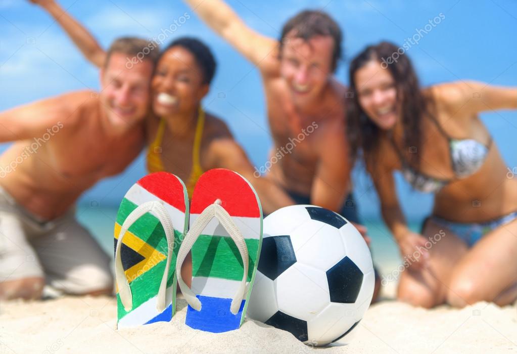 People celebrating football world cup