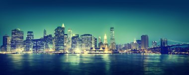 Картина, постер, плакат, фотообои ""ночь в нью-йорке" картины города мосты", артикул 71528189