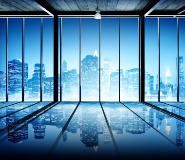 cityscape buildings and Modern interior Office  Room