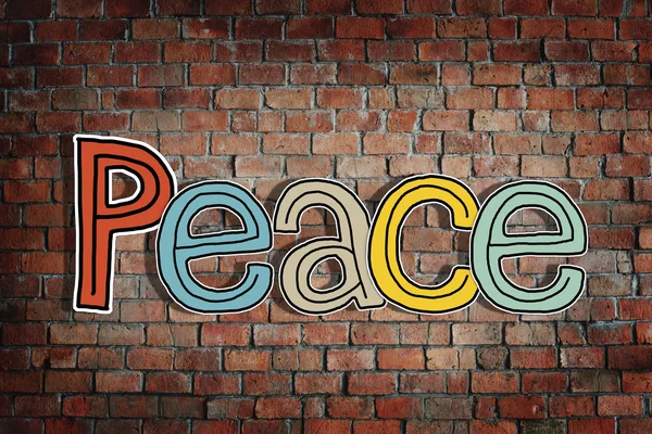 Peace and Brick Wall in the Background — Stock Photo, Image