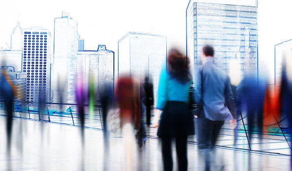 Mensen uit het bedrijfsleven in het spitsuur wandelen — Stockfoto