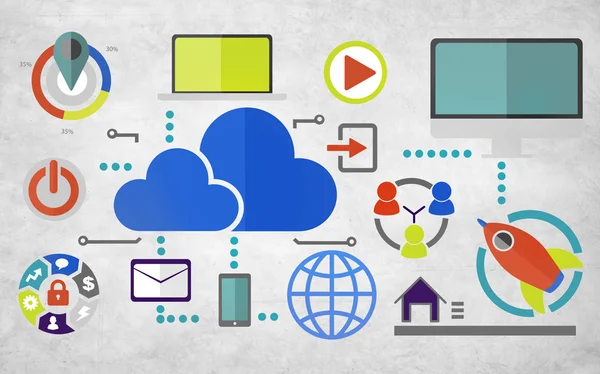 Global  Big Data Online Communication Cloud — ストック写真