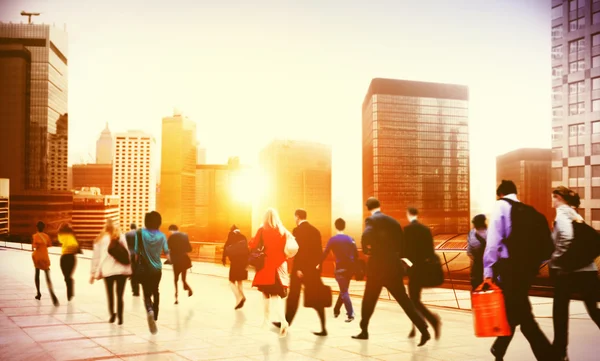 People walking on Commuter Business District — Stock Photo, Image