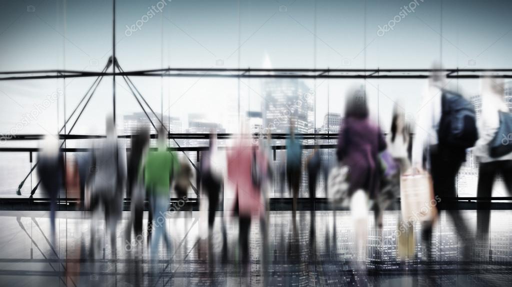 People Commuter Travel Walking Crowd Concept