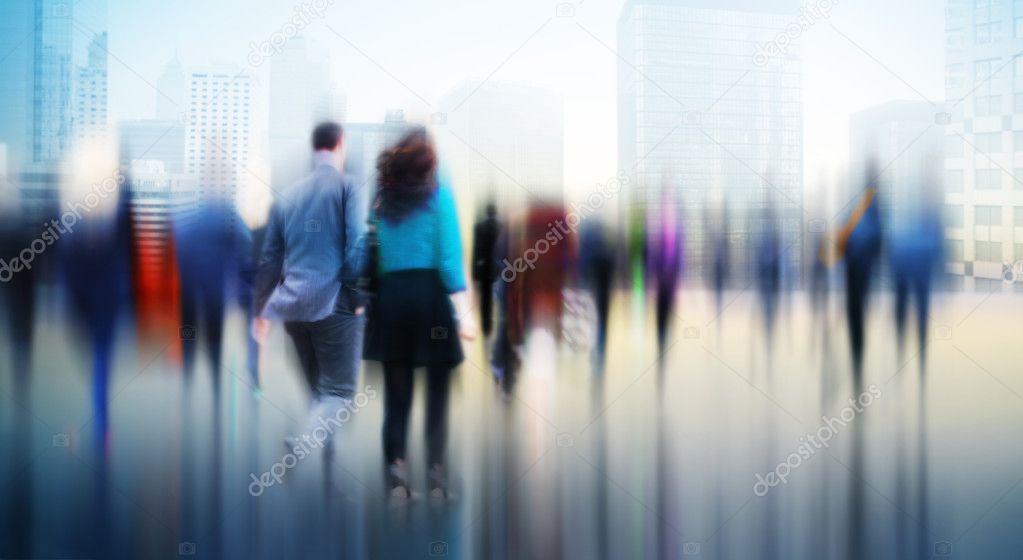 Business People in Rush Hour Walking