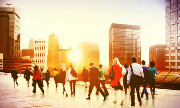 People walking on Commuter Business District — Stock Photo, Image