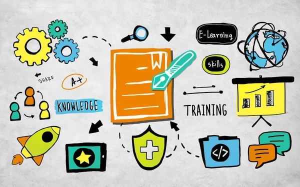 Conhecimento em formação, conceito de estratégia de aprendizagem electrónica — Fotografia de Stock