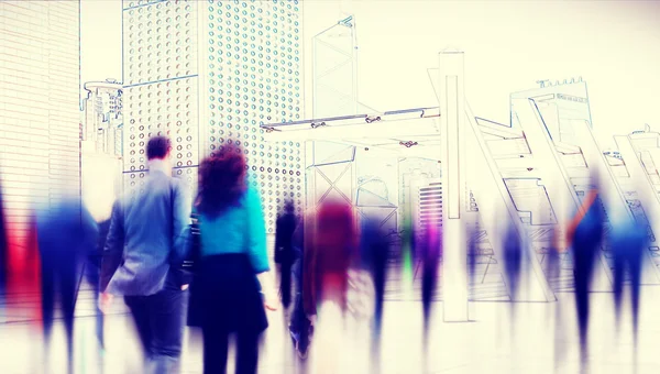 Les gens d'affaires dans la marche de l'heure de pointe — Photo