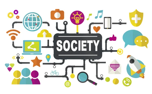 Society and Social Media Connection Concept — Stockfoto