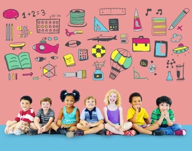 Eğitim kavramı çok ırklı çocuklar grup ile