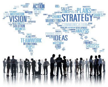 İnsanlar Dünya Haritası strateji konsepti ile aşağıda