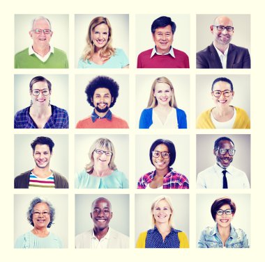 Group of multi-ethnic people clipart