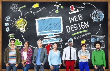 İnsanlar ve içerik yaratıcılık dijital grafik Webdesign kavramı
