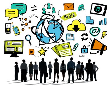 İş insanlar medya kavramı ararken