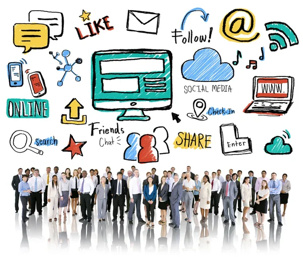 Business People with Social Media Concept — Stock Photo, Image