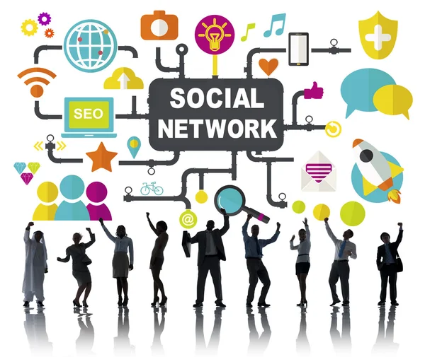 Gli uomini d'affari sotto Networking Global Concept — Foto Stock