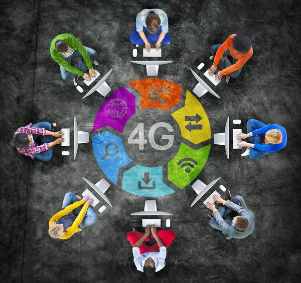 Diverse People with 4G — Stock Photo, Image